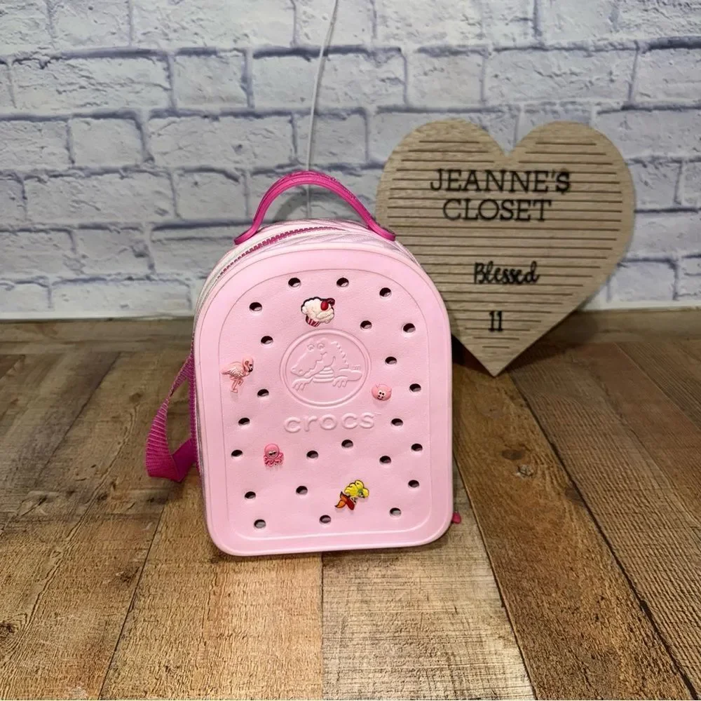 Baby Pink Crocs Backpack with pink straps